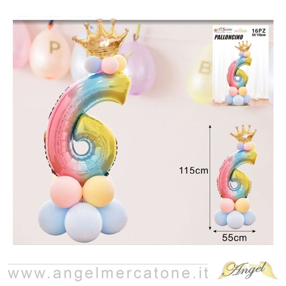 Composizione Palloncini con Base a forma di N°1 - 16 Pz