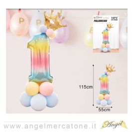 Composizione Palloncini con Base a forma di N°1 - 16 Pz