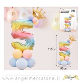 Composizione Palloncini con Base a forma di N°5 - 16 Pz